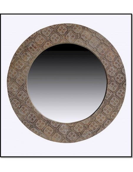 Miroir Mandala décapé marron