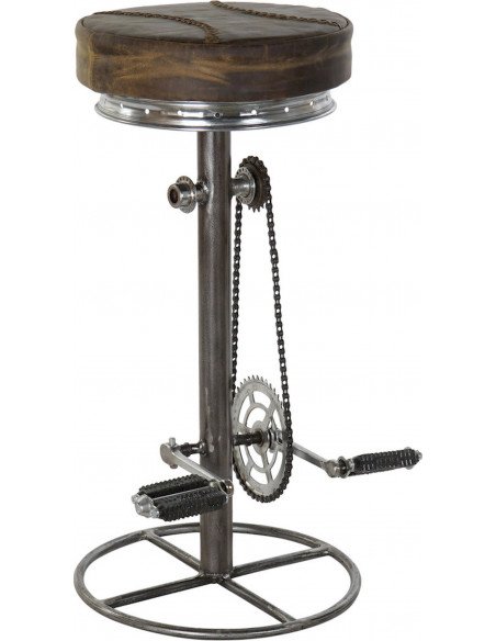 Tabouret marron en cuir