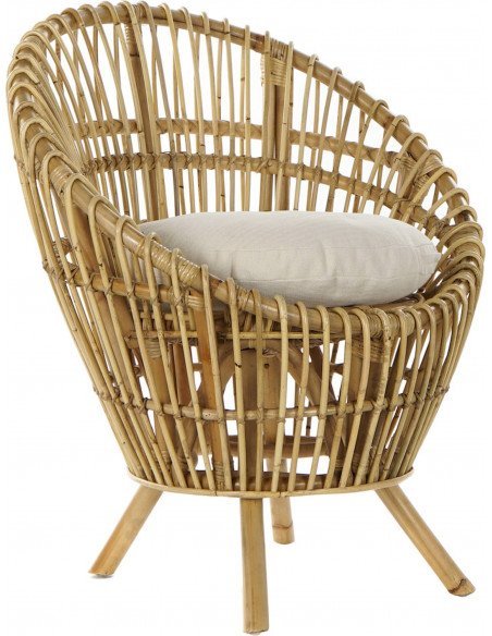 Fauteuil rotin blanc naturel