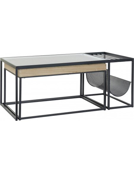 Table basse métal et verre