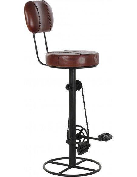 Tabouret rétro cuir marron