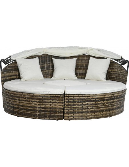 Lit jardin rotin synthétique blanc