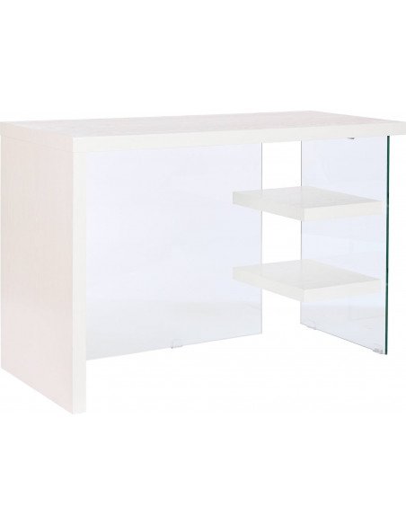 Bureau blanc moderne en verre trempé épuré pour déco intérieure