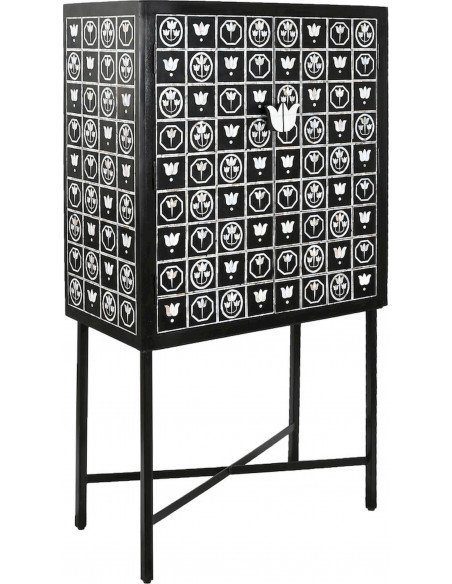 Meuble bar bicolore design ethnique