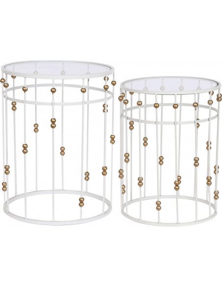 Table verre métal blanc