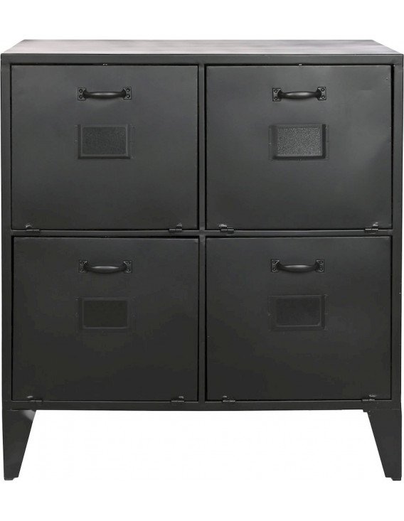 Commode noire en métal style locker