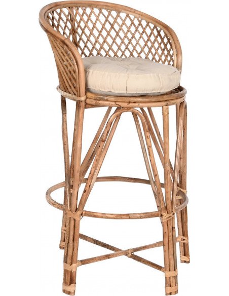 Tabouret en rotin avec coussin