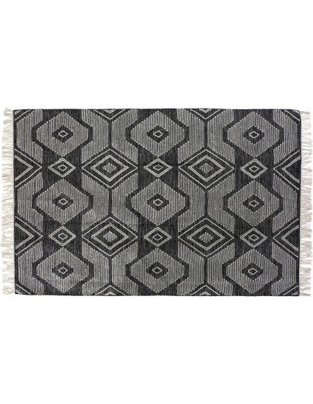 Tapis noir coton design géométrique