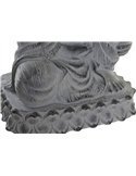 Détail du drapé et du socle en lotus de la statue Bouddha gris, vue de profil et de dessous