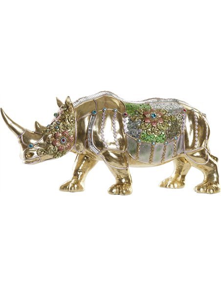 Statuette rhinocéros doré déco multicolore tendance