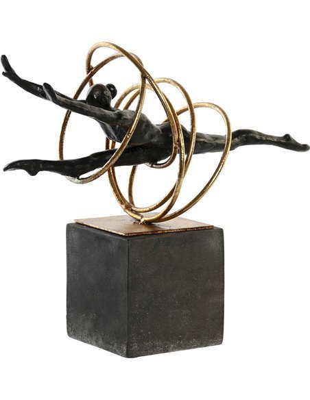 Sculpture gymnaste élégante noir et or