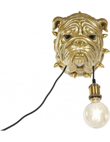 Lampe murale chien bulldog doré design