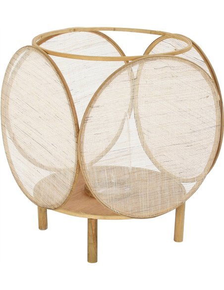 Porte-bougie en bambou et verre naturel marron