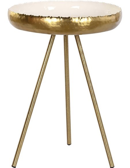 Table d'appoint élégante blanc doré Meti