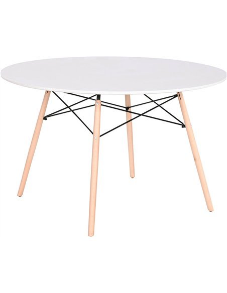 Table salle à manger ronde design scandinave blanche