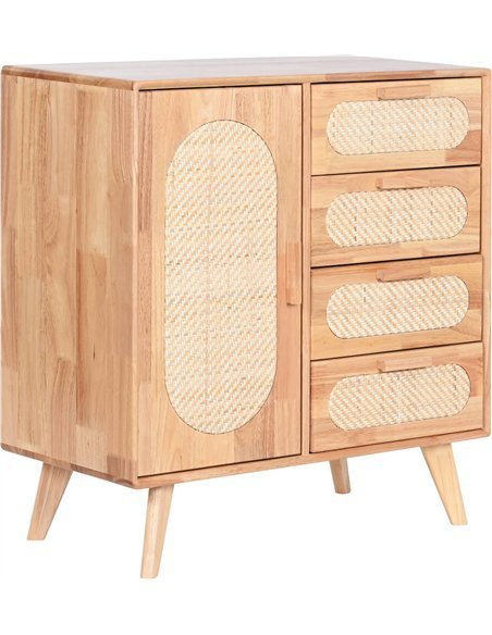 Buffet en rotin et bois naturel pour salon élégant