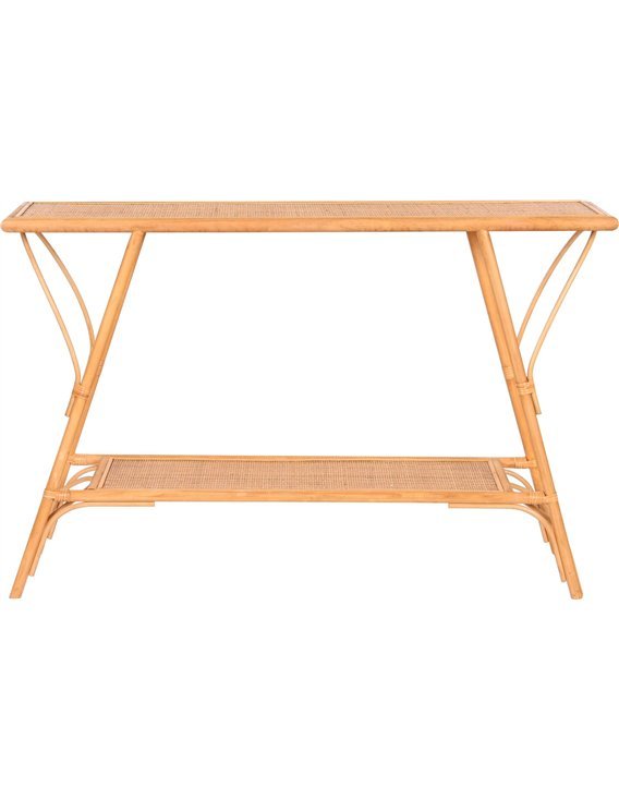 Console en rotin marron pour entrée élégante et naturelle