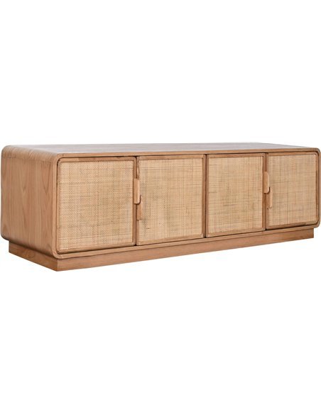 Meuble télé chêne et rotin style naturel