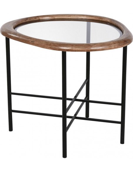 Table basse en verre et bois noir naturel Meti