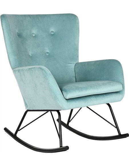 Fauteuil à bascule en velours vert jade élégant et métal