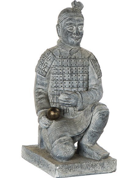 Statuette guerrier déco en fibre de verre gris clair