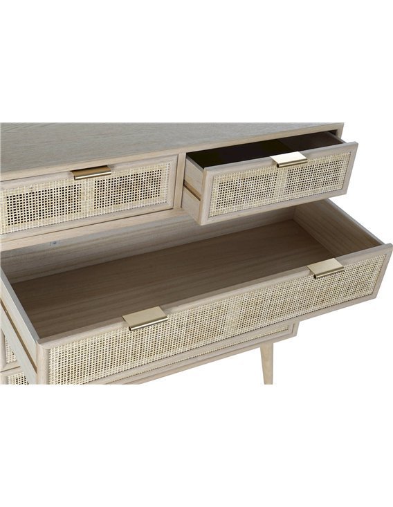 Commode élégante en bois de paulownia 5 tiroirs