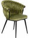 Chaise coquille velours vert et métal noir Meti