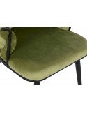 Chaise coquille velours vert et métal noir Meti