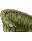 Chaise coquille velours vert et métal noir Meti