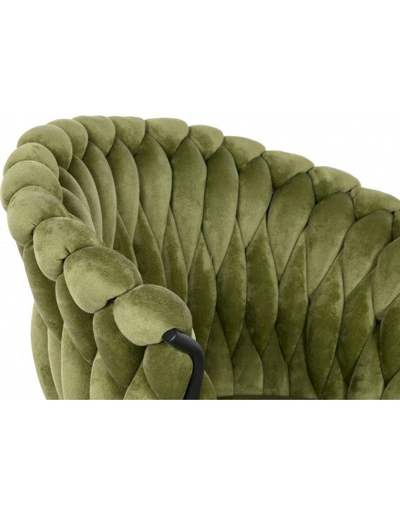 Chaise coquille velours vert et métal noir Meti