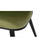 Chaise coquille velours vert et métal noir Meti