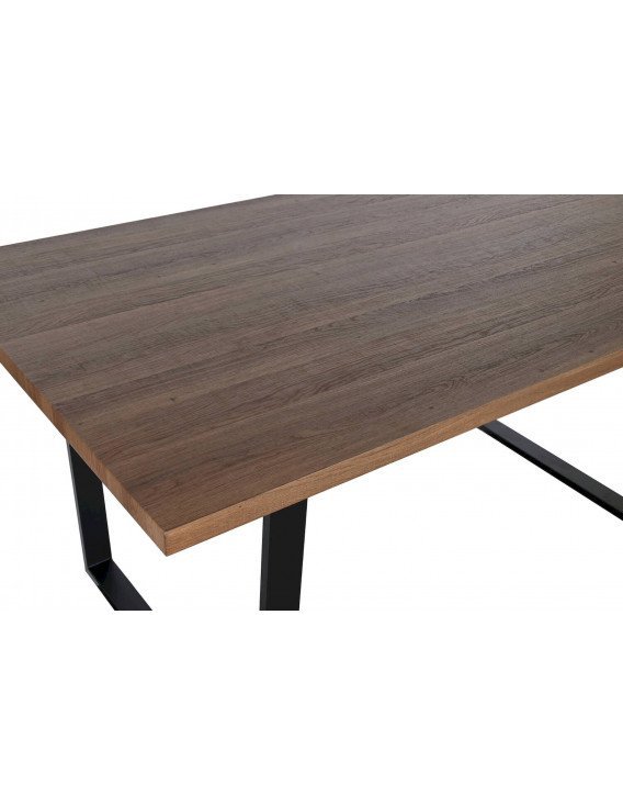 Table de repas design industriel marron et noir