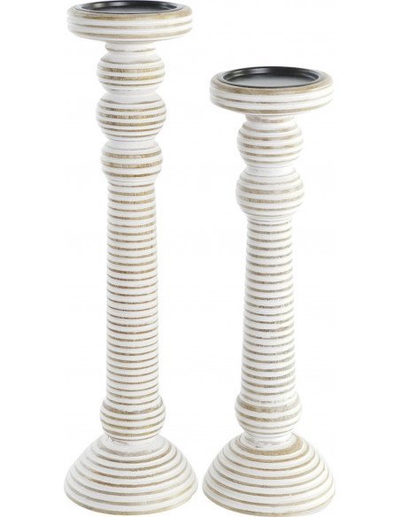 Porte-bougie en bois blanc style épuré