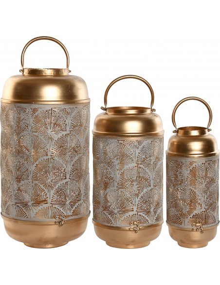 Porte-bougie en métal doré et blanc élégant