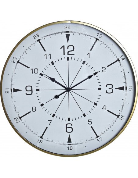 Horloge murale dorée design boussole