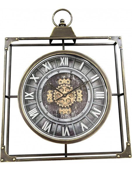 Horloge murale vintage fer doré noir Meti