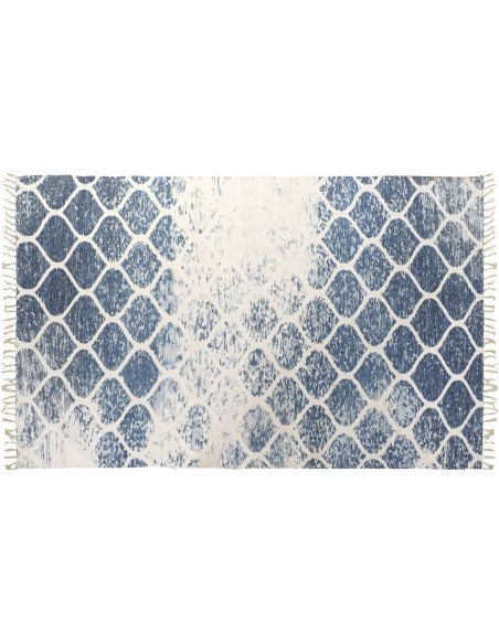 Tapis chenille coton bleu motifs imprimés 1600g/m²