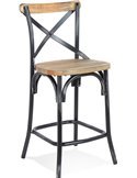 Tabouret design effet noyer pour déco retro