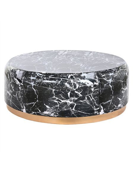 Table basse marbre noir éclat doré pour salon chic