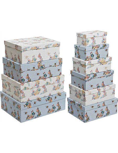 boîte rangement fleurs bleues décorative pour intérieur élégant