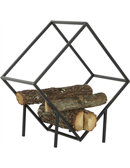 porte bûches design en acier noir pour salon moderne