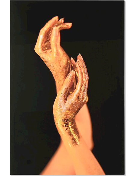 main dorée élégante sur verre trempé décoratif