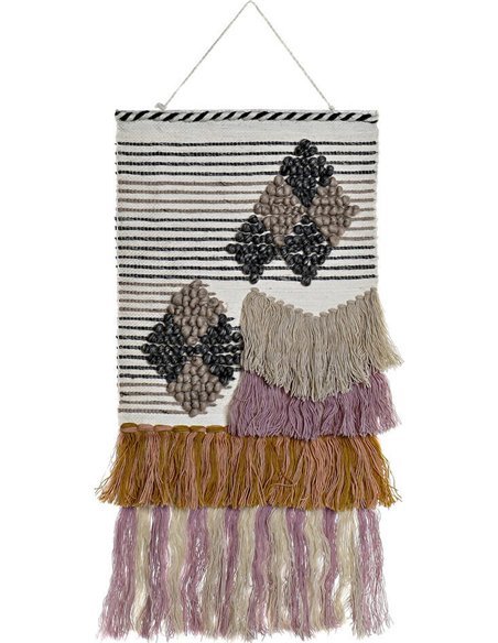 décoration murale bohème en jute laine coton multicolore