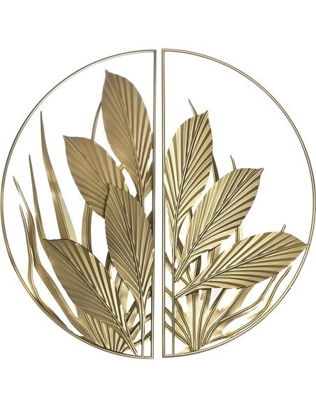 décoration murale métal feuille dorée inspiration tropicale