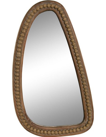 miroir bois marron décoratif avec perles style colonial