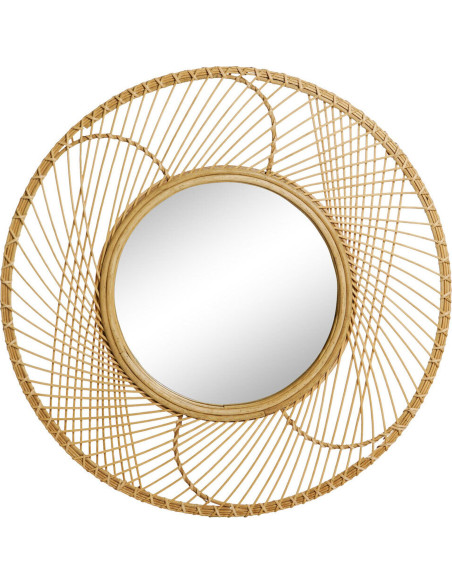 miroir rond rotin naturel décoration murale tropicale salon