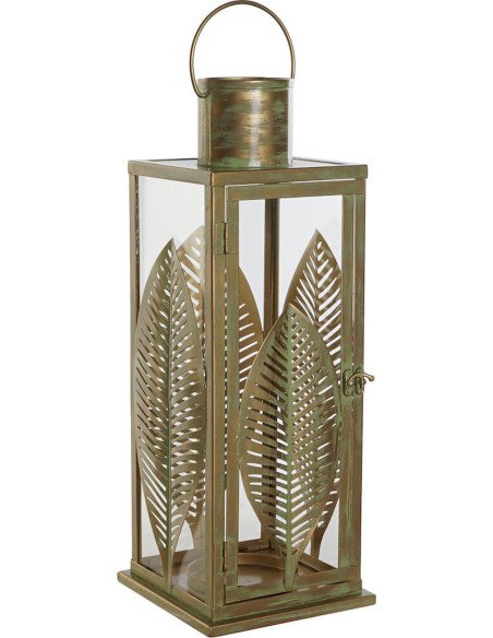 lanterne métal doré feuilles décoration tropicale chic