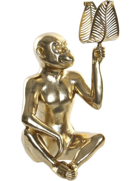 statue singe doré déco feuille résine métal style colonial