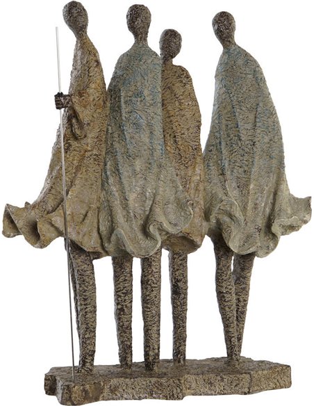 statue africaine multicolore en résine style colonial décoratif