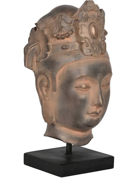 buste bouddha décoration orientale résine marron noir zen